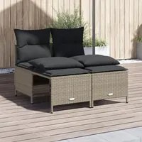 Set Divano da Giardino 4pz con Cuscini Grigio Chiaro Polyrattan 368376