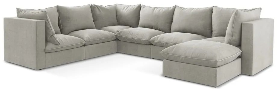 Divano angolare grigio chiaro (con penisola a sinistra/a U) Manao – Makamii