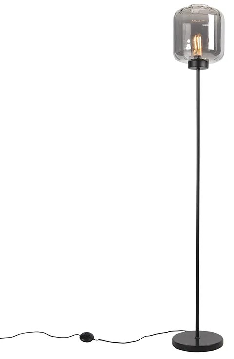 Lampada da terra di design nera con vetro fumé - Qara