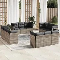 Set Divano Giardino 12 pz con Cuscini Grigio Chiaro Polyrattan 3217332