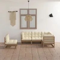 Set Divani da Giardino 5 pz con Cuscini Legno Massello di Pino 3076627