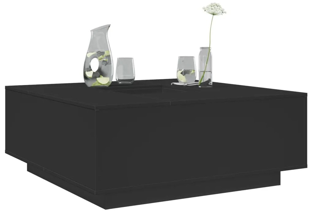 Tavolino Da Salotto Nero 100x100x40 Cm İn Legno Multistrato /