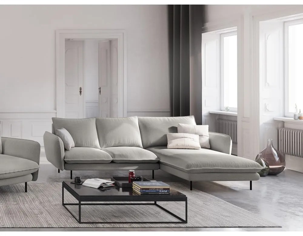 Divano angolare grigio chiaro, angolo destro Vienna - Cosmopolitan Design
