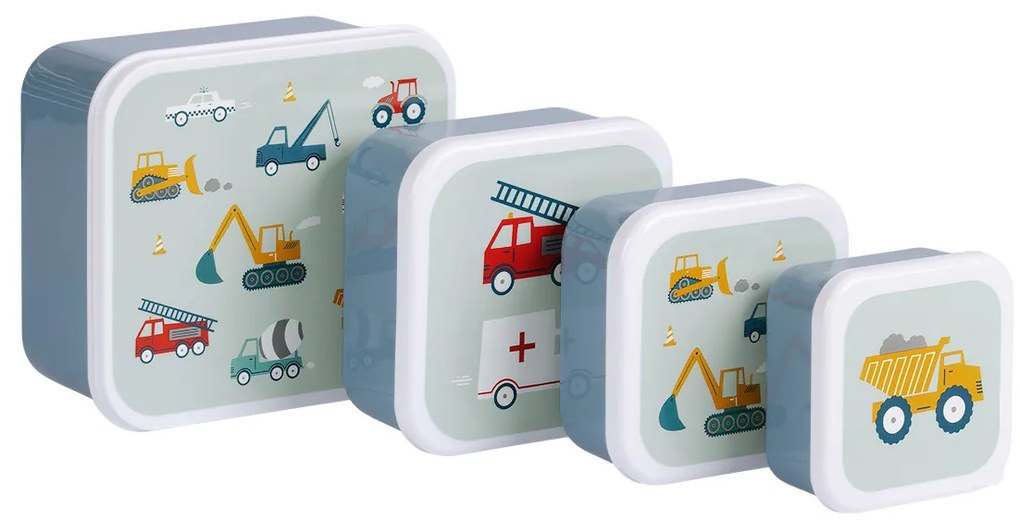 A Little Lovely Company - set di quattro scatole merenda - veicoli