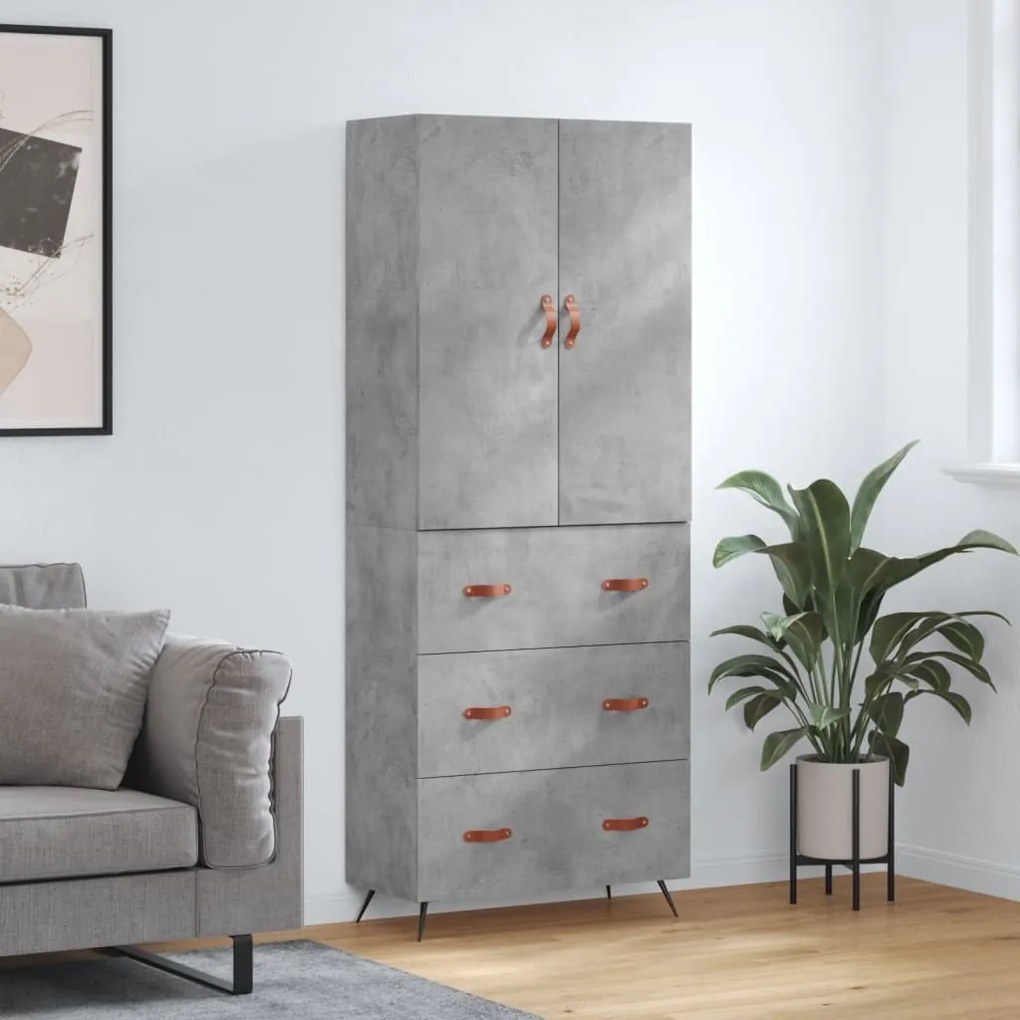 Credenza Grigio Cemento 69,5x34x180 cm in Legno Multistrato