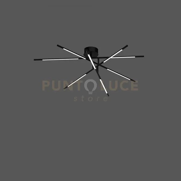 Lampadario da soffitto 8  nero matto led 40w 3200lm 3000k dimmerabi...