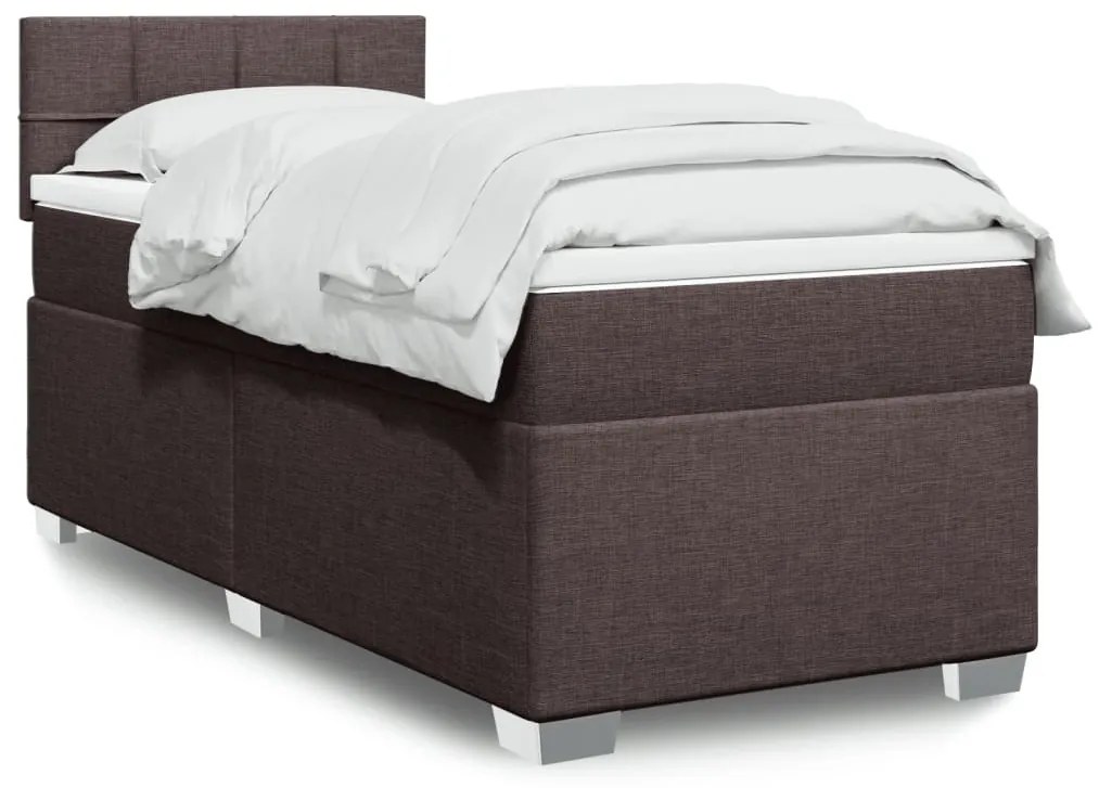 Giroletto A Molle Con Materasso Marrone Scuro 90x200 Cm Tessuto /