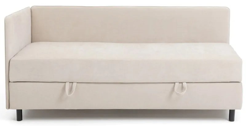 Letto singolo imbottito beige con contenitore con materasso incluso 90x200 cm Avela – Bonami Selection