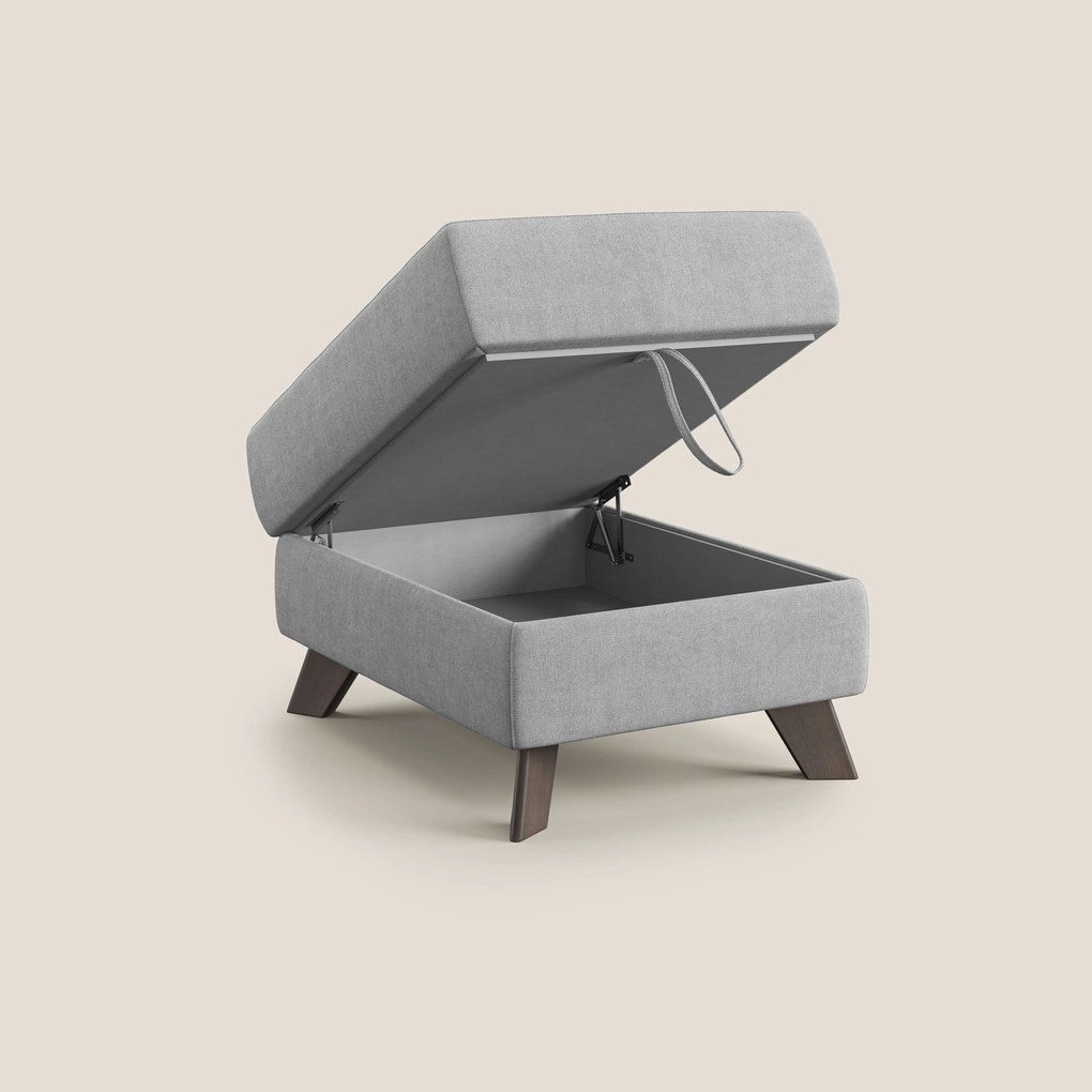 Moon Pouf contenitore e piedini alti in tessuto morbido impermeabile T02 grigio chiaro