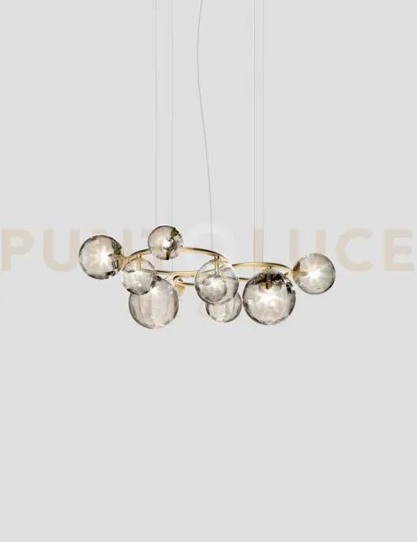 Puppet ring sospensione 11 fume' trasparente oro satinato 11 luci a...