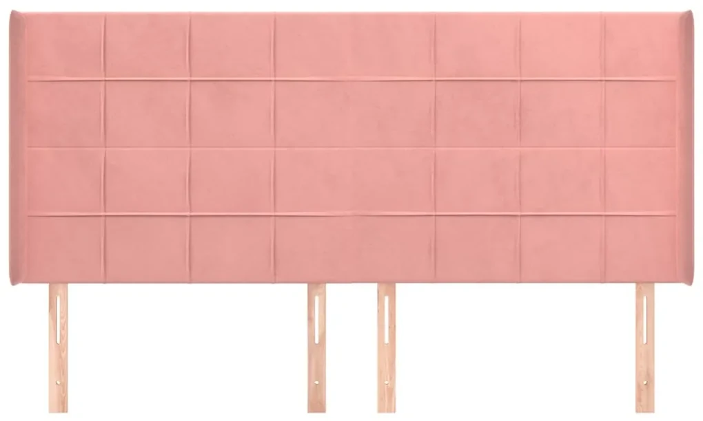 Testiera ad orecchio rosa 163x16x118/128 cm in velluto