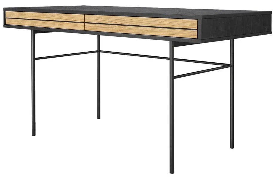 Scrivania nera a righe, 130 x 60 cm - Woodman