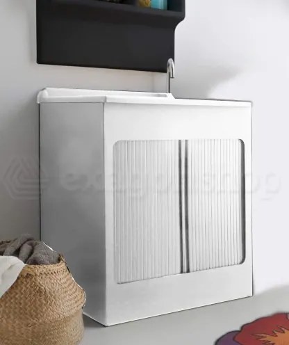 Colavene Lavacril Mobile Lavatoio 80x60 con due vasche in abs metacrilato bianco