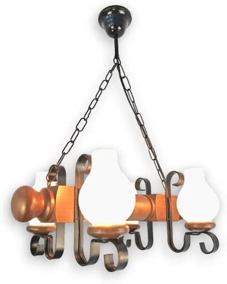 Brilagi - Lampadario a sospensione con catena RUSTIC 4xE14/40W/230V faggio/noce