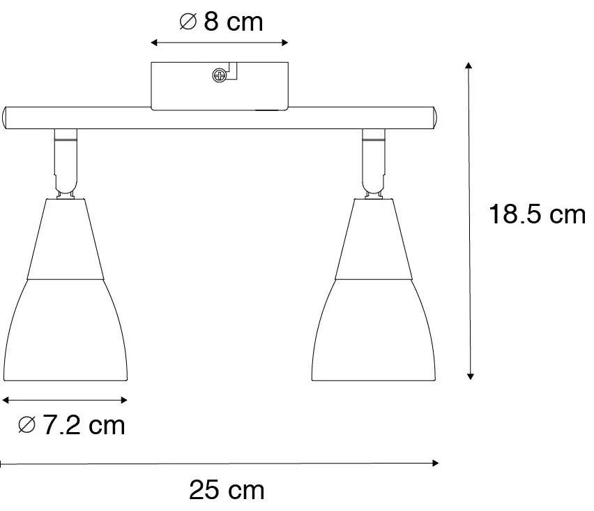 Faretto da soffitto classico oro con vetro satinato 2 luci - Madi