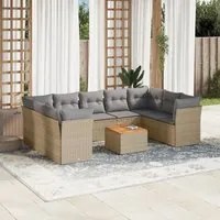 Set Divano da Giardino 10 pz con Cuscini Beige Misto Polyrattan 3256136