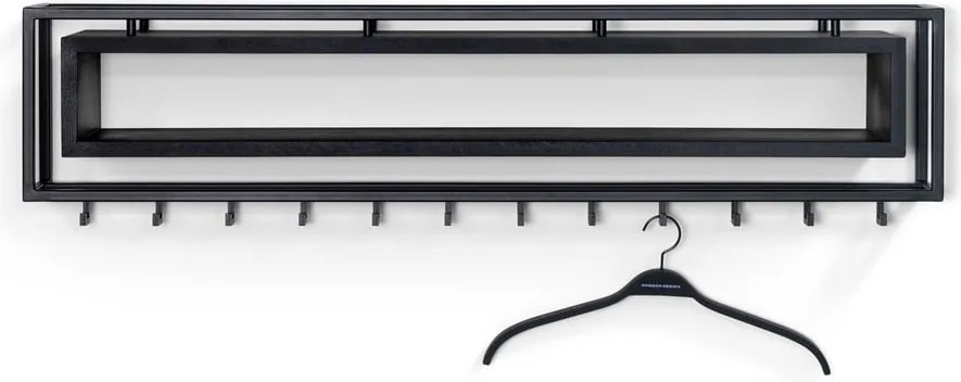 Attaccapanni da parete nero in metallo con scaffale 118 cm School – Spinder Design