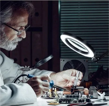 Extol - Lampada da tavolo LED dimmerabile con una lente d'ingrandimento LED/8W/5V 2900/4500/7500K nero