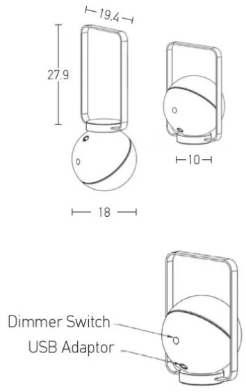 Zambelis E233 - Lampada LED dimmerabile da esterno LED/1,5W/3,7V 2600 mAh IP44 nero
