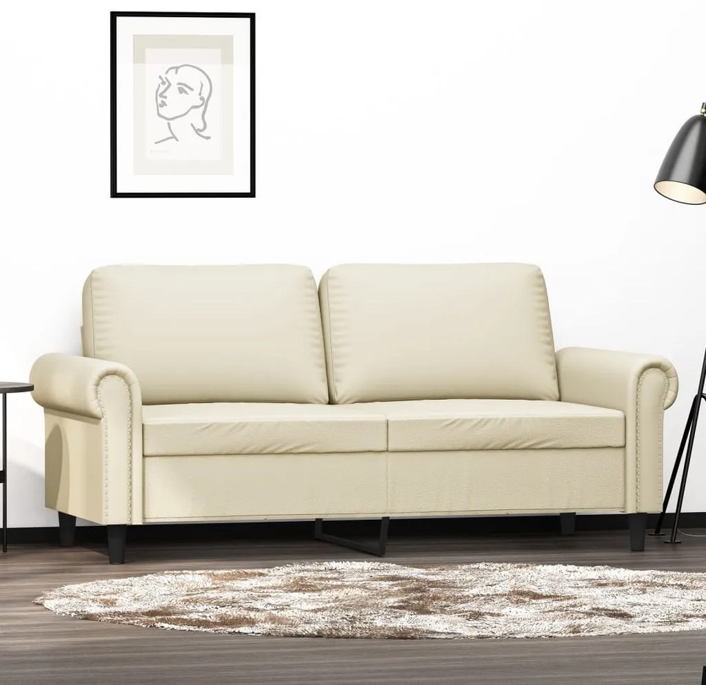 Divano A 2 Posti Crema 140 Cm İn Similpelle /