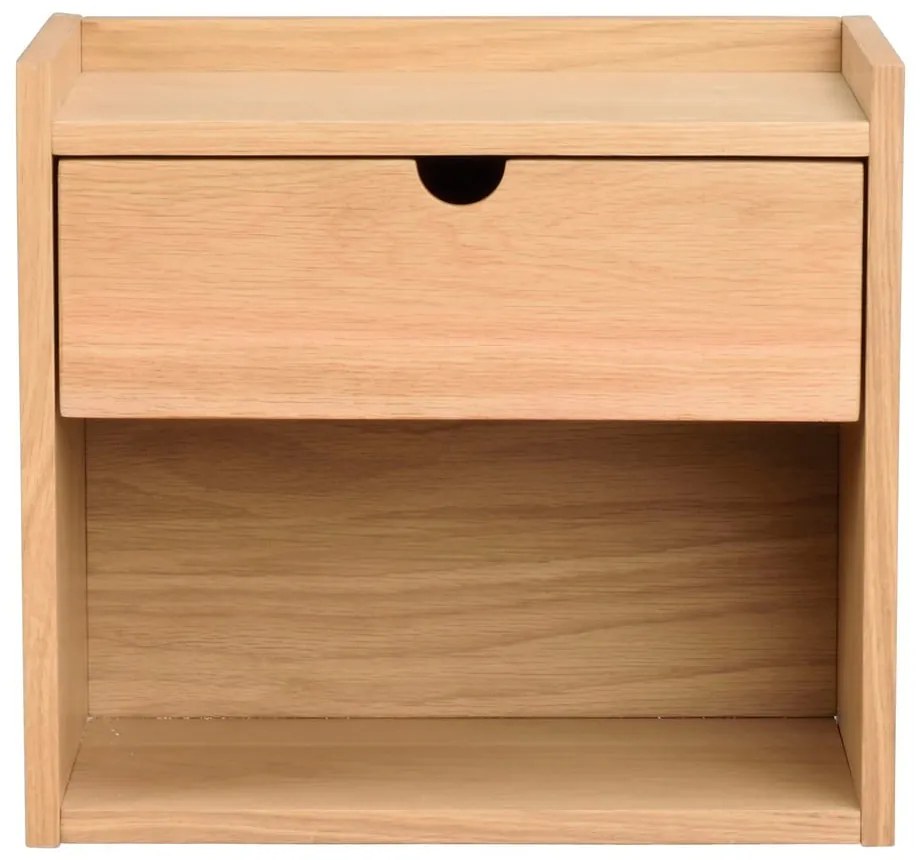 Comodino sospeso con ripiani in legno di quercia in colore naturale Hillmond - Rowico