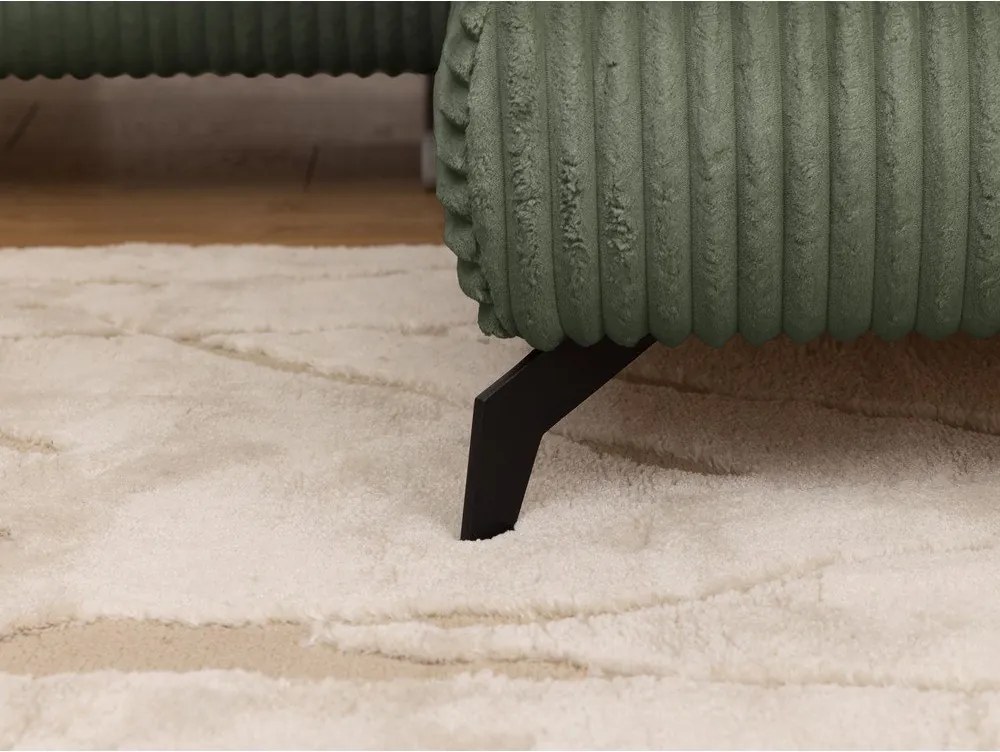 Divano angolare verde (con penisola a destra/a L) con rivestimento in velluto a coste Marbeya – Ropez