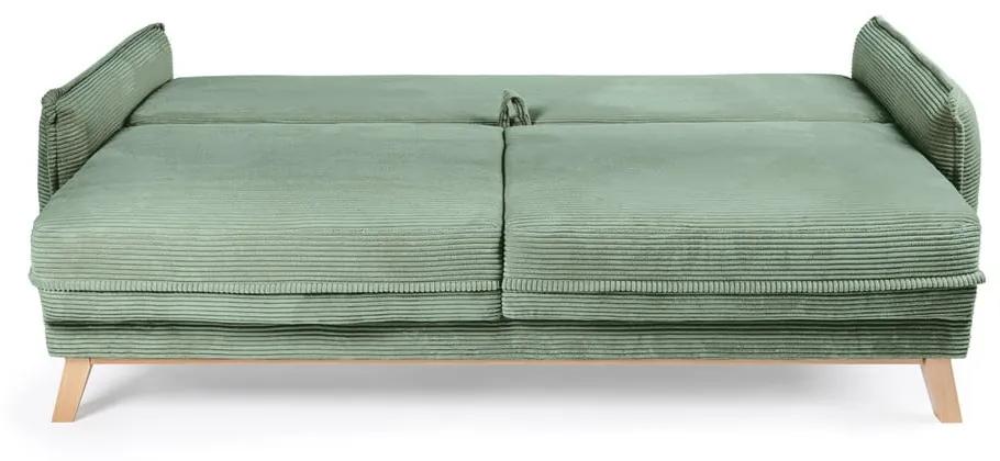 Divano letto in velluto a coste verde chiaro 218 cm Tori - Bonami Selection