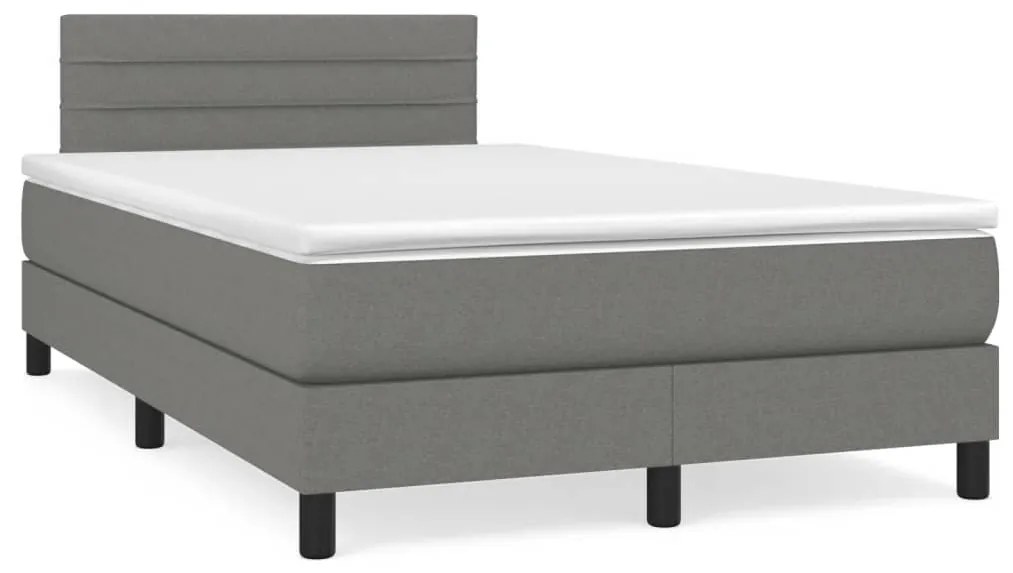 Letto A Molle Materasso E Led Grigio Scuro 120x190cm İn Tessuto /