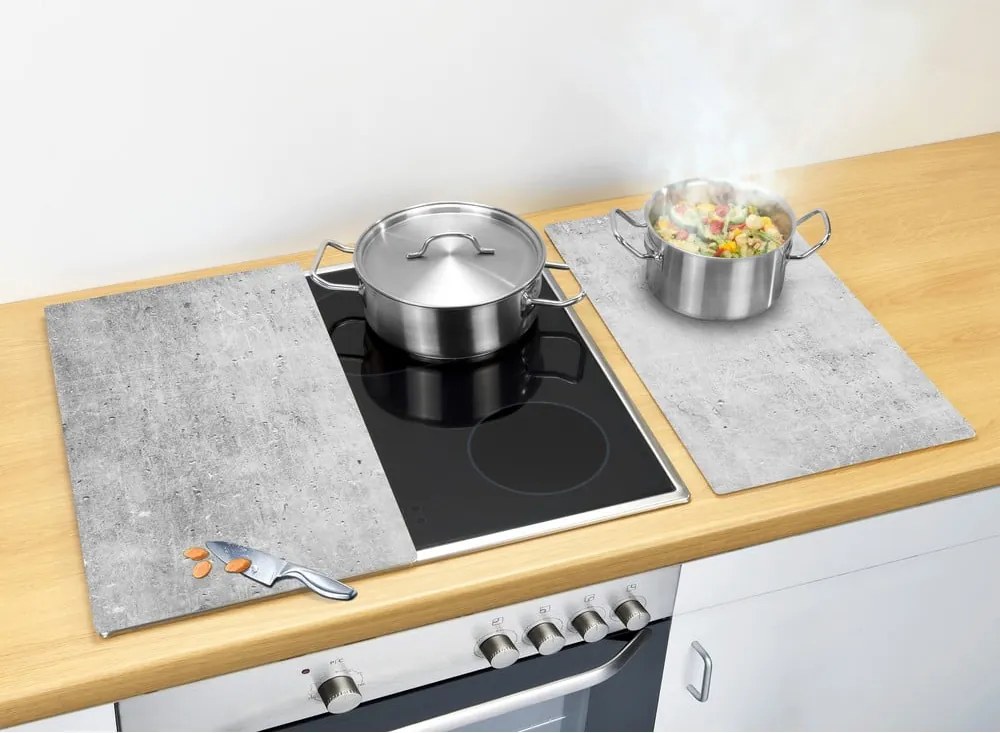 Set di copri fornelli in vetro temperato 2 pz 30x52 cm Concrete – Allstar