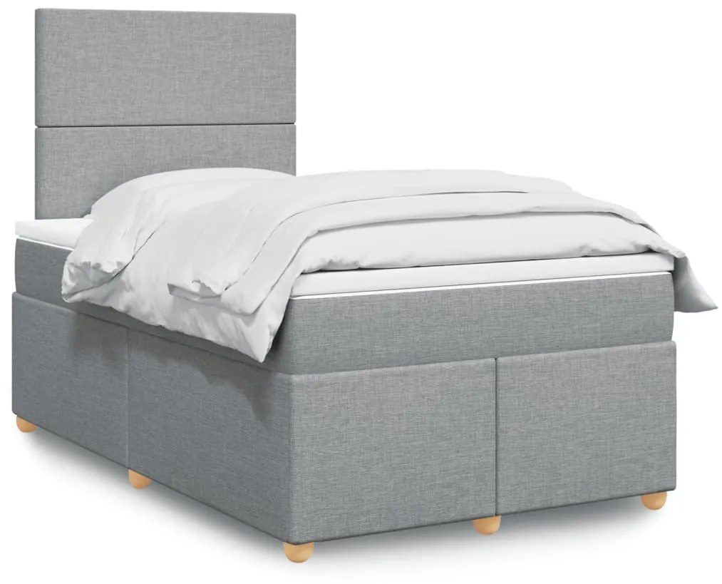 Giroletto A Molle Con Materasso Grigio Chiaro 120x190cm Tessuto /