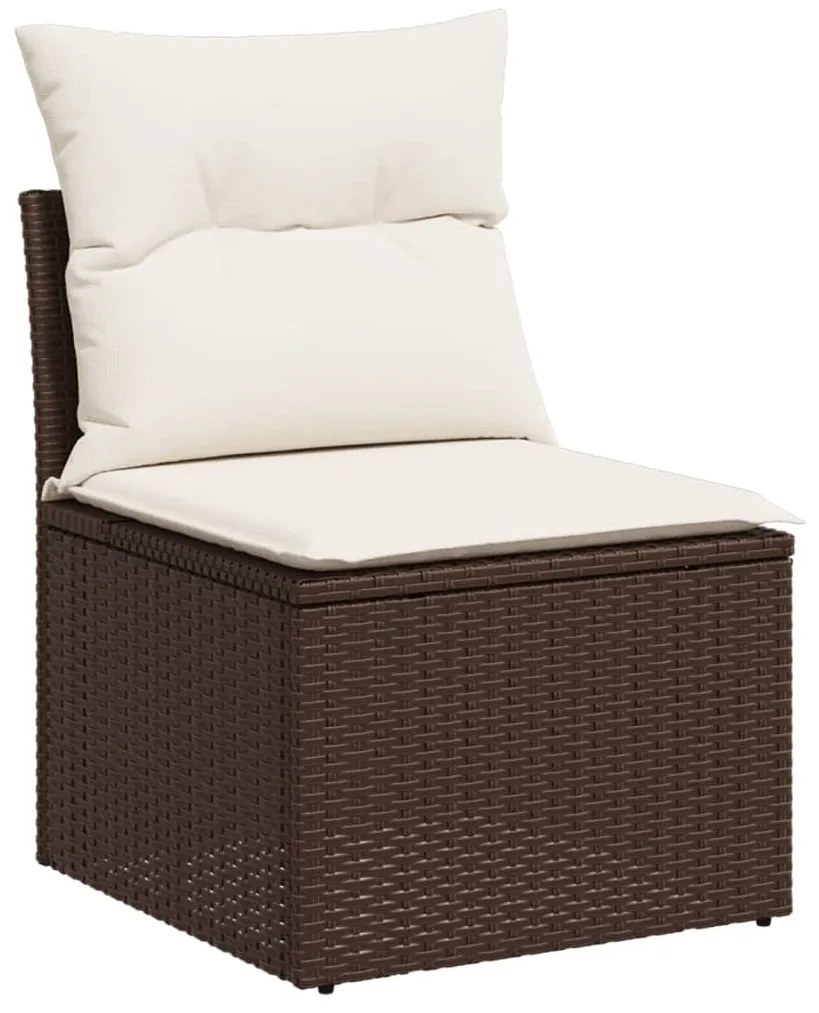 Set divani da giardino 7 pz con cuscini marrone in polyrattan