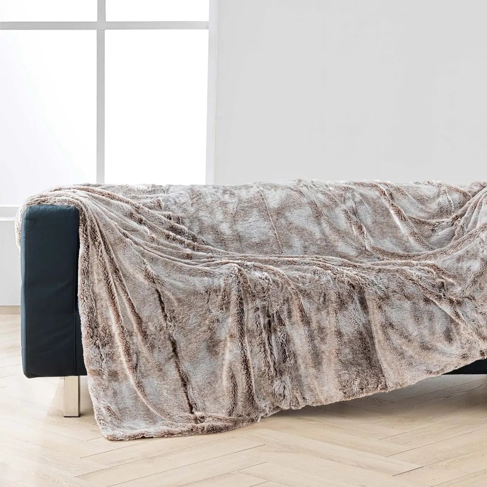 Coperta marrone in pelliccia finta 180x220 cm Antartic – douceur d'intérieur