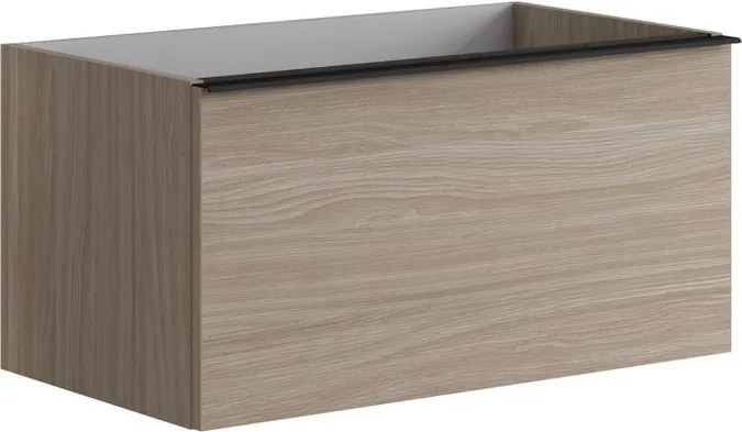 Mobile da bagno sospeso sotto lavabo L 80 x H 40 x P 45.5 cm olmo opaco, 2 cassetti Pixel