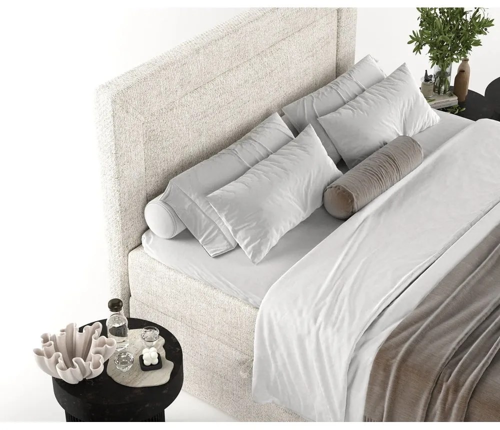 Letto boxspring crema con contenitore 160x200 cm Imagine - Maison de Rêve