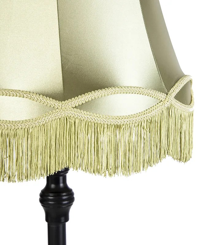 Lampada da terra nera con paralume Granny verde - Classico