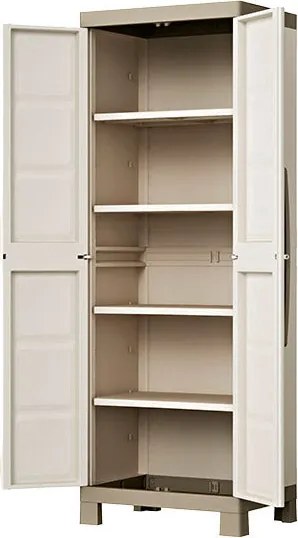 Armadio da Esterno 4 Ripiani 65x45x182H cm in Plastica Keter Excellence Alto Beige/Tortora...