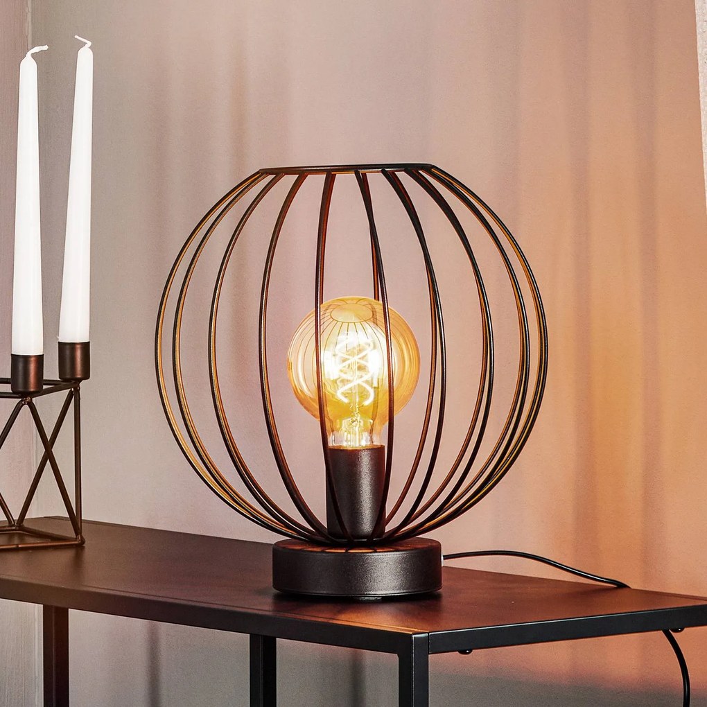HELAM Lampada da tavolo Cumera con paralume a gabbia, Ø 30 cm