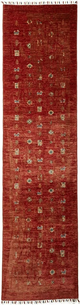Gabbeh Tappeto 80x290 Rosa (Pakistan) Tessuto A Mano