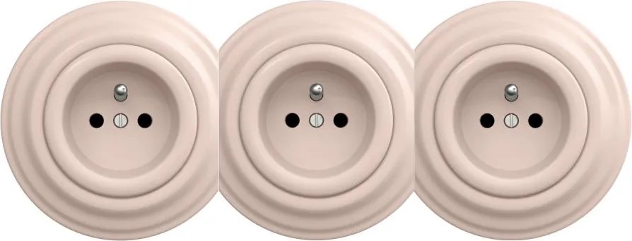 Kliklap - Presa domestica tripla in stile retrò con cornice 230V rosa antico