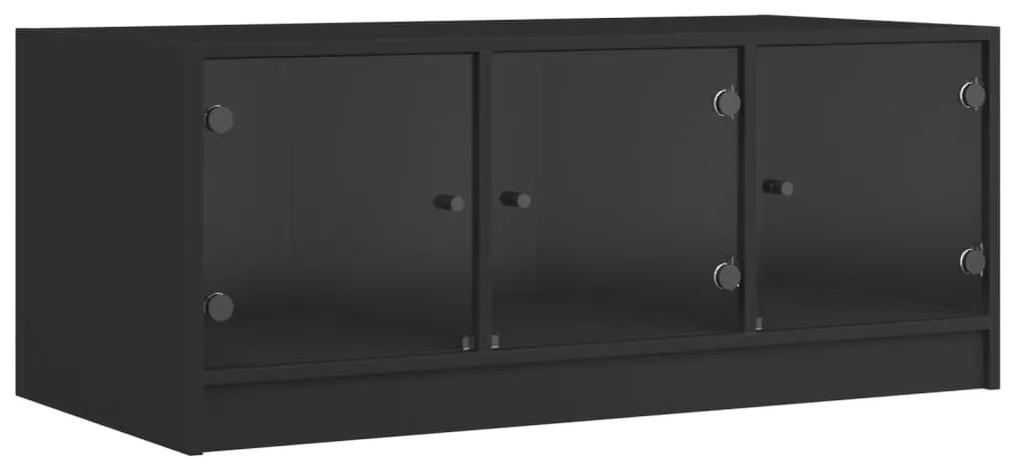 Tavolino da salotto con ante in vetro nero 102x50x42 cm