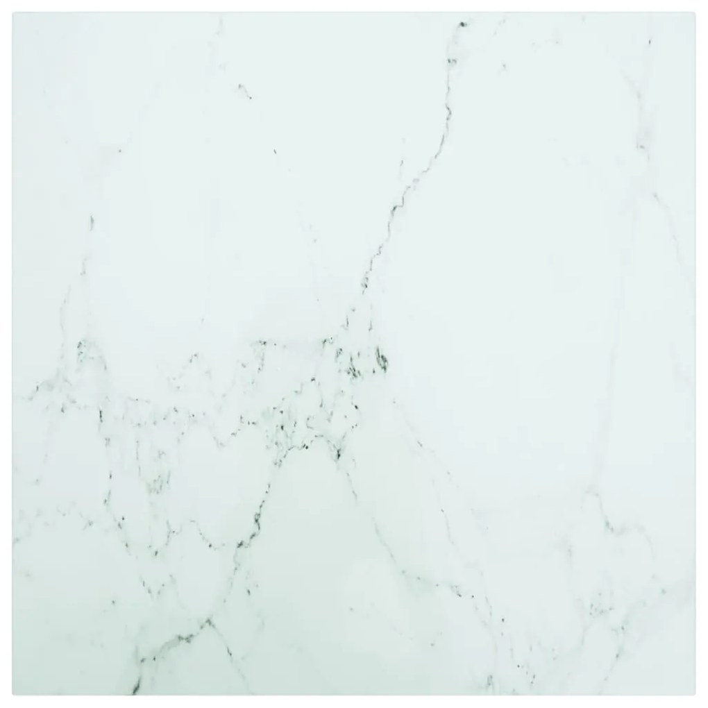 Piano Tavolo Bianco 60x60 Cm 6 Mm Vetro Temperato Design Marmo /