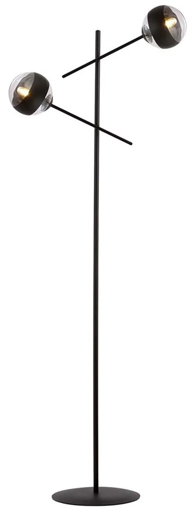 Piantana Contemporaneo Yama Acciaio Nero 2 Luci E14 Ip20