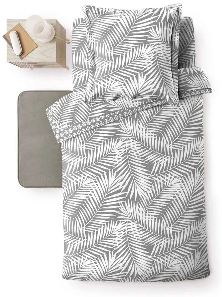 Copripiumino grigio in cotone per letto singolo 140x200 cm Botania – douceur d'intérieur