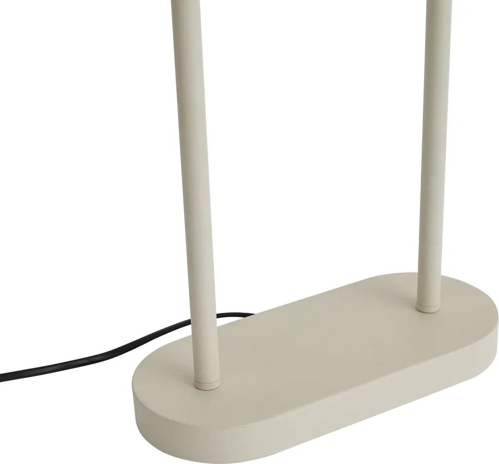 Lampada da terra beige con paralume ovale bianco in lino 35 cm - Thijmen