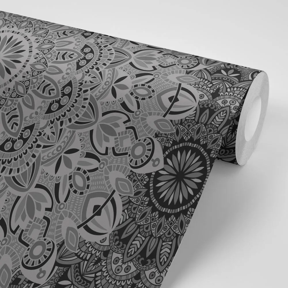 Carta da parati – Mandala stilosa in bianco e nero