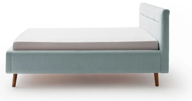 Letto matrimoniale imbottito azzurro con contenitore con rete inclusa 140x200 cm Lotte – Meise Möbel