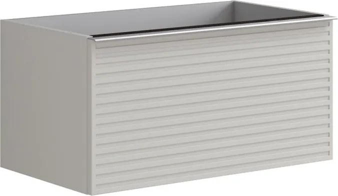 Mobile da bagno sospeso sotto lavabo Pixel stripes 1 cassetto L 80 x H 40 x P 45.5 cm Beige Greige laccato opaco, con maniglia alluminio brillante