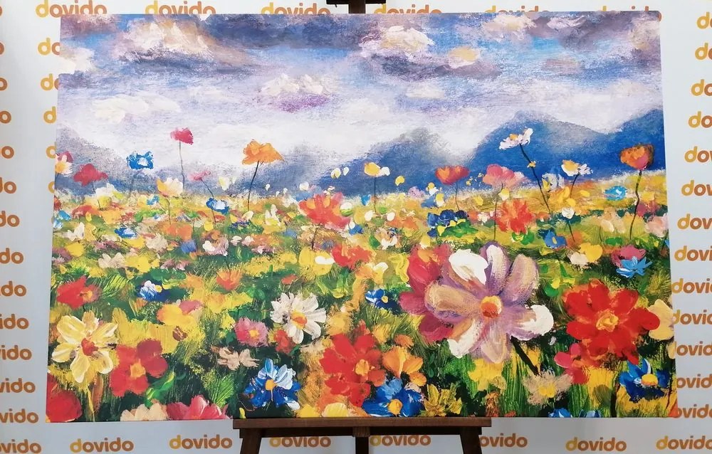 Stampa su tela – Pittura a olio di fiori selvatici