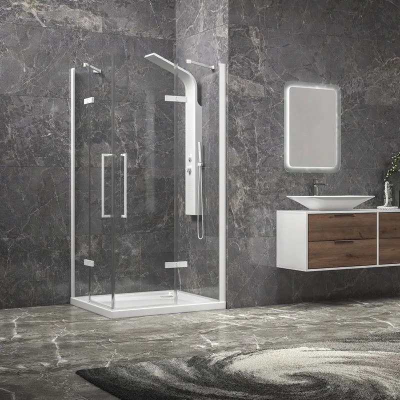 Box doccia 100x120 bianco opaco doppio battente | KT1000B - KAMALU