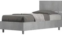 Letto Singolo 80x190 cm con Rete Demas Testata Dritta Cemento